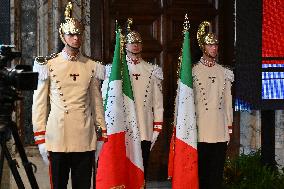 The return ceremony of the Flag of the Italian athletes returning from the Paris 2024