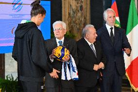 The return ceremony of the Flag of the Italian athletes returning from the Paris 2024