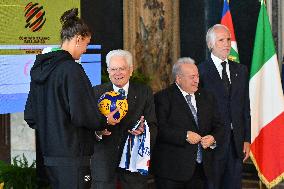 The return ceremony of the Flag of the Italian athletes returning from the Paris 2024