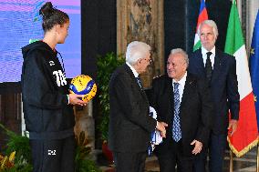 The return ceremony of the Flag of the Italian athletes returning from the Paris 2024