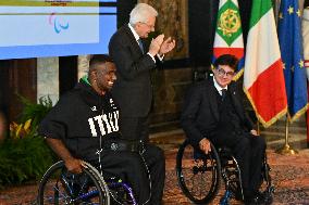 The return ceremony of the Flag of the Italian athletes returning from the Paris 2024