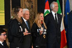 The return ceremony of the Flag of the Italian athletes returning from the Paris 2024