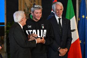 The return ceremony of the Flag of the Italian athletes returning from the Paris 2024