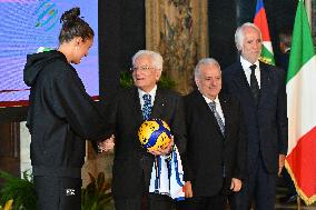 The return ceremony of the Flag of the Italian athletes returning from the Paris 2024