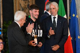 The return ceremony of the Flag of the Italian athletes returning from the Paris 2024