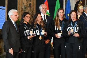 The return ceremony of the Flag of the Italian athletes returning from the Paris 2024