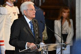 The return ceremony of the Flag of the Italian athletes returning from the Paris 2024