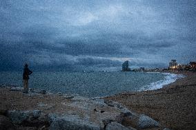 Stormy Weather On An Autumn Morning In Barcelona.