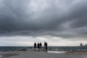 Stormy Weather On An Autumn Morning In Barcelona.