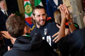 The Return Ceremony Of The Flag Of The Italian Athletes Returning From The Paris 2024