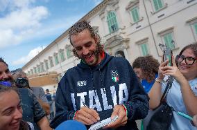 The Return Ceremony Of The Flag Of The Italian Athletes Returning From The Paris 2024