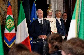 The Return Ceremony Of The Flag Of The Italian Athletes Returning From The Paris 2024