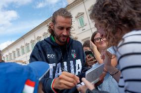 The Return Ceremony Of The Flag Of The Italian Athletes Returning From The Paris 2024