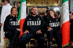 The Return Ceremony Of The Flag Of The Italian Athletes Returning From The Paris 2024