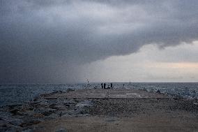 Stormy Weather On An Autumn Morning In Barcelona.