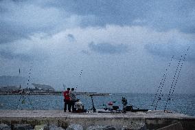 Stormy Weather On An Autumn Morning In Barcelona.