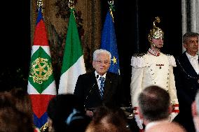 The Return Ceremony Of The Flag Of The Italian Athletes Returning From The Paris 2024