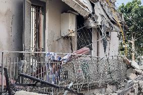 Building Collapse In The Neapolitan Area, People Are Digging Through The Rubble.