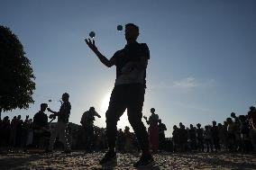 Volunteers Entertain Children - Gaza