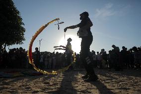 Volunteers Entertain Children - Gaza