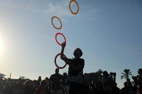 Volunteers Entertain Children - Gaza