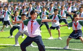 Students Practice Martial Arts