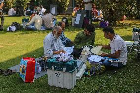 Distribution Of Electronic Voting Machines (EVM) On The Eve Of The Second Phase Of Voting During Assembly Elections In Kashmir