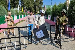 Distribution Of Electronic Voting Machines (EVM) On The Eve Of The Second Phase Of Voting During Assembly Elections In Kashmir