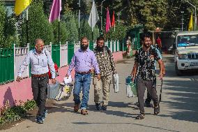 Distribution Of Electronic Voting Machines (EVM) On The Eve Of The Second Phase Of Voting During Assembly Elections In Kashmir