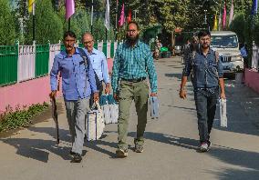 Distribution Of Electronic Voting Machines (EVM) On The Eve Of The Second Phase Of Voting During Assembly Elections In Kashmir