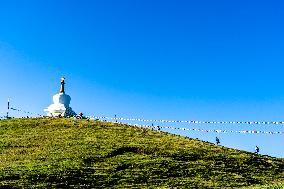 Tourists Are Enjoying The Scenery Of The Mountain Range From Sailung Hill In Dolakha, Nepal