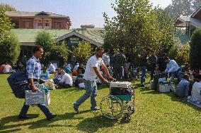 Distribution Of Electronic Voting Machines (EVM) On The Eve Of The Second Phase Of Voting During Assembly Elections In Kashmir