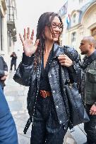 PFW - Bella Hadid Arrives At YSL Rehersals