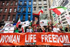 Iranian Opposition Protest Outside The UN - NYC