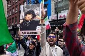 Iranian Opposition Protest Outside The UN - NYC