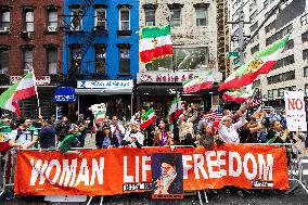 Iranian Opposition Protest Outside The UN - NYC