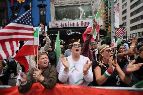 Iranian Opposition Protest Outside The UN - NYC