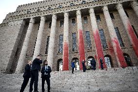 The smudged Parliament House of Finland