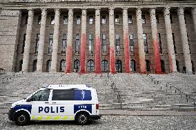 The smudged Parliament House of Finland