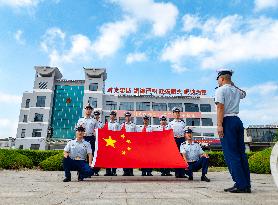 Firefighters And National Flag Photo Activity