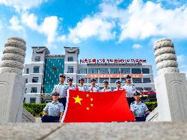 Firefighters And National Flag Photo Activity