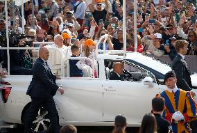 Pope Francis Leads Wednesday's General Audience In Saint Peter's Square, Vatican City