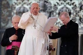 Pope Francis Leads Wednesday's General Audience In Saint Peter's Square, Vatican City