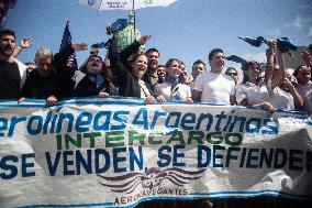 Aeronavigators Protest At Congress Against The Privatization Of Aerolíneas Argentinas.