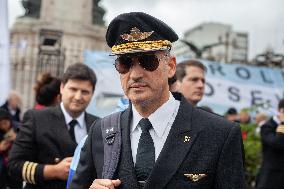 Aeronavigators Protest At Congress Against The Privatization Of Aerolíneas Argentinas.