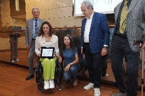 GIOCHI OLIMPICI - Olimpiadi Parigi 2024 - Commemorative plaques delivered to athletes from Emilia Romagna for participation in t