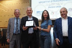 GIOCHI OLIMPICI - Olimpiadi Parigi 2024 - Commemorative plaques delivered to athletes from Emilia Romagna for participation in t