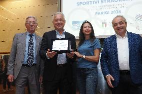 GIOCHI OLIMPICI - Olimpiadi Parigi 2024 - Commemorative plaques delivered to athletes from Emilia Romagna for participation in t