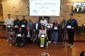 GIOCHI OLIMPICI - Olimpiadi Parigi 2024 - Commemorative plaques delivered to athletes from Emilia Romagna for participation in t