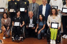 GIOCHI OLIMPICI - Olimpiadi Parigi 2024 - Commemorative plaques delivered to athletes from Emilia Romagna for participation in t